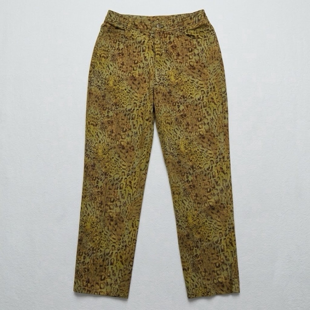 Vintage Dana Buchman Colorful Leopard Print Lava Pants Size Petite 4 EUC